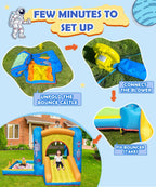 NBSPORT aufblasbares Hüpfburg mit Gebläse für Kinder 3-6 Jahre, Hüpfburg mit Rutsche, 112x63x67'' Kleinkinder-Hüpfburg mit Bällebad, Hüpfburg für drinnen/draußen