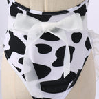 FYMNSI Women Sexy Milk Cow Lingerie Set Anime Maid Cosplay Costume Mini Bikini Bra Bodysuit with Bell Choker Stockings Outfit