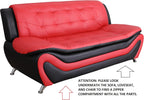 Beverly Fine Furniture 3 Piece Aldo Modern Sofa Set, Black/White