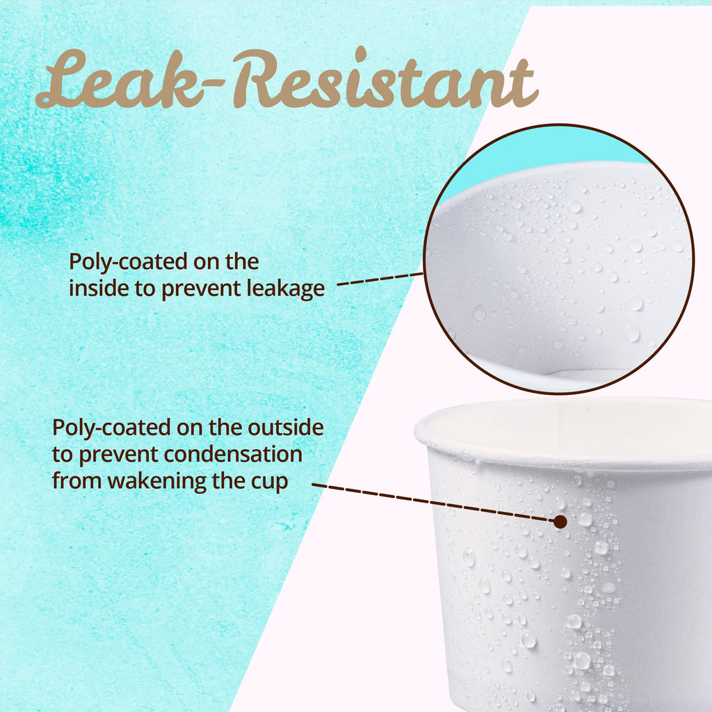 MATICAN Paper Ice Cream Cups - 100-Count 9-Oz Disposable Dessert Bowls for Hot or Cold Food, 9-Ounce Party Supplies Treat Cups for Sundae, Frozen Yogurt, Soup, White