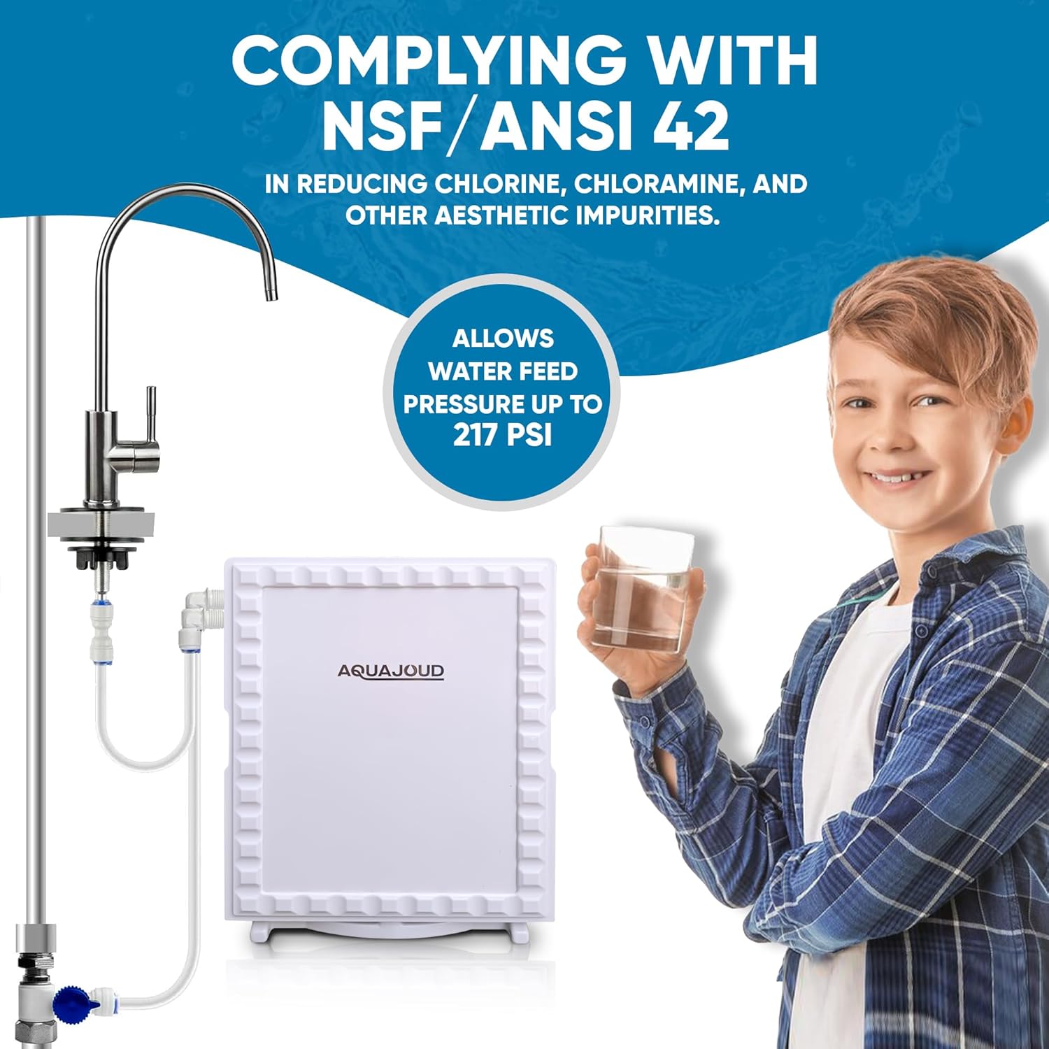 Tankless Under-Counter Water Filter System - 5-Stage Filtration Removes Odor & Chlorine, Includes Chrome Faucet - Ideal for Under Sink, Refrigerators, Coffee & Ice Makers