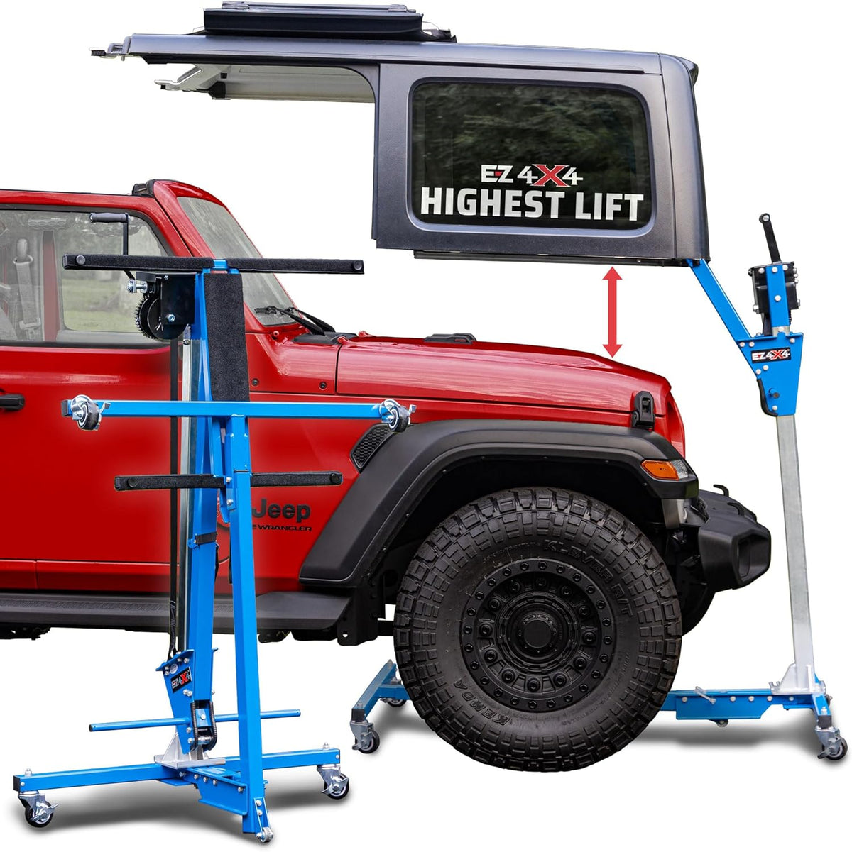 EZLIFT Hard Top Remover Lift for Jeep Wranglers: 1997 & up (TJ/JK/JKU/JL/JLU), 2&4 dr lifted Jeep Wranglers & 4-Dr Broncos. One Person Removal System-Take Off Your Top in Minutes! Patent Pending