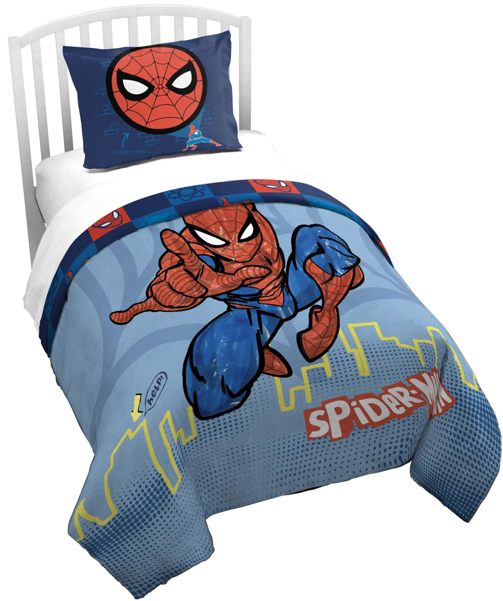 Jay Franco Kids Duvet Cover Set – 3 Piece Super Soft Bedding with Sham Pillowcase, Cover ONLY Comforter Not Included, Blue - Minecraft, Full