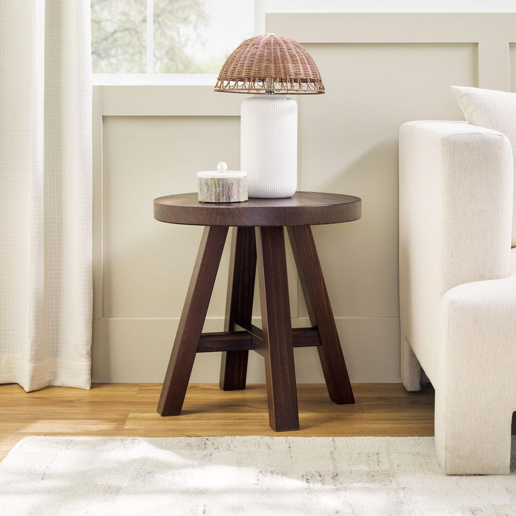 Walker Edison Colt Modern Farmhouse Solid Wood Square Side Table, 18 Inch, Espresso