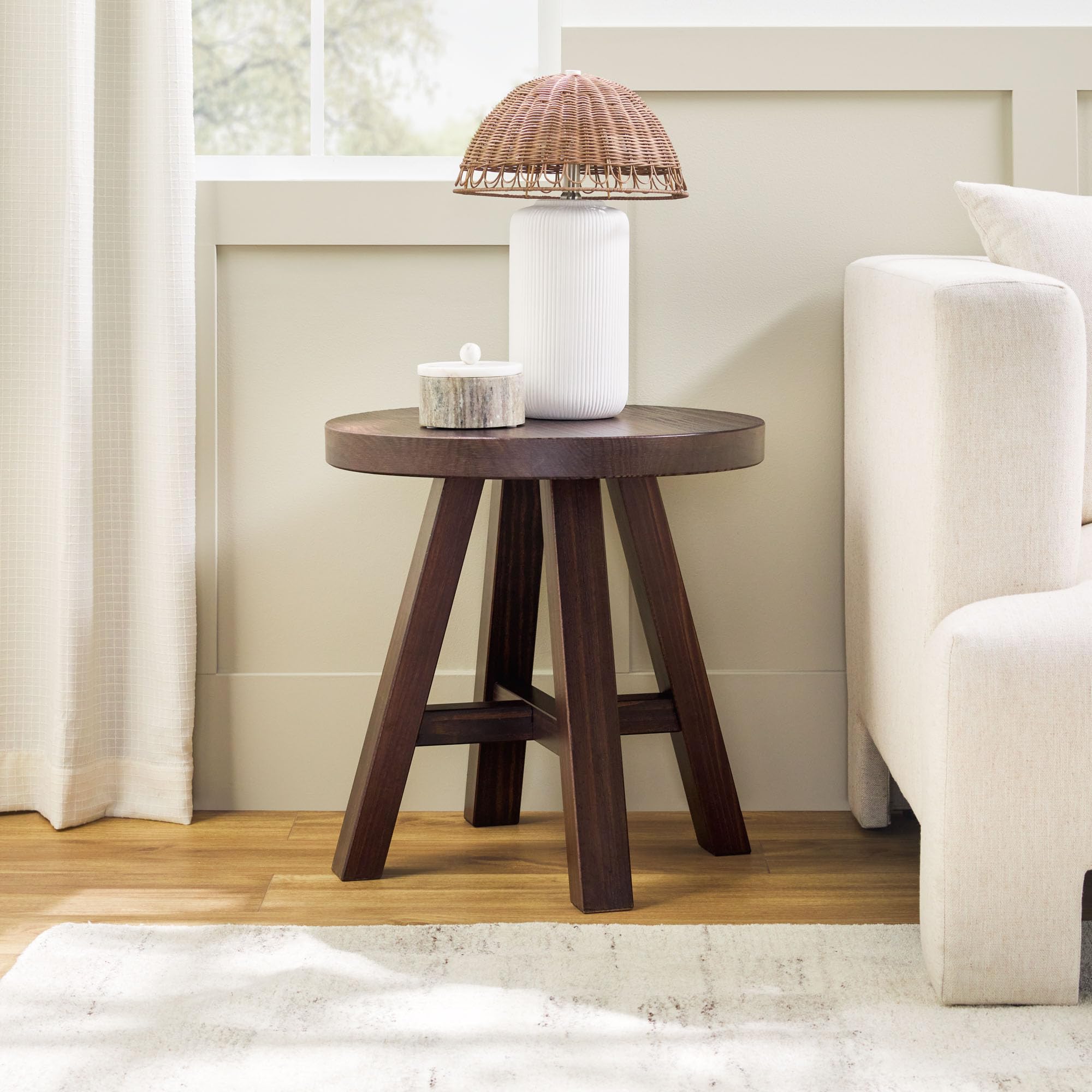 Walker Edison Colt Modern Farmhouse Solid Wood Square Side Table, 18 Inch, Espresso