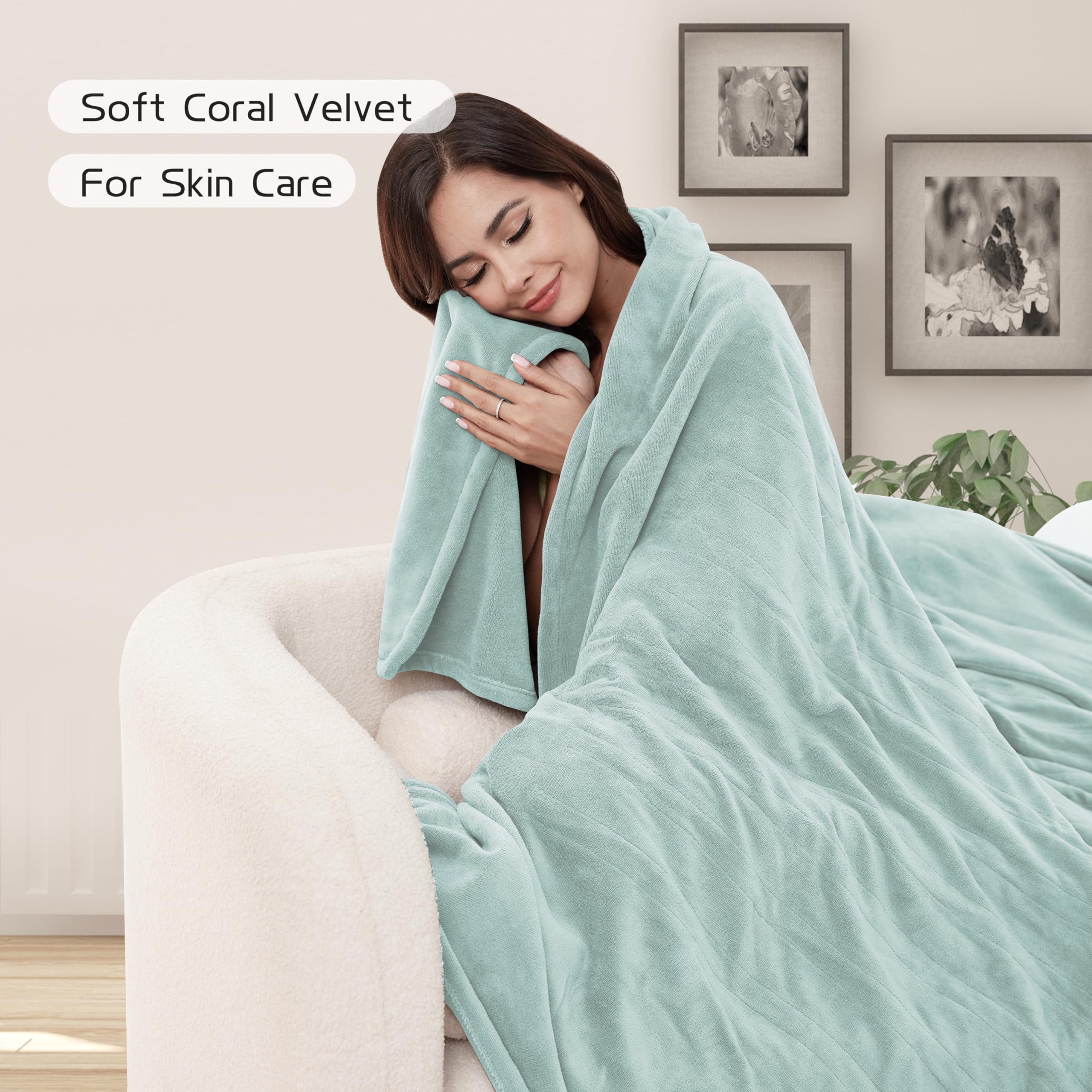 Coperta Elettrica Riscaldata 72"x84" Taglia Completa, Morbido Pile di Corallo con 4 Livelli di Riscaldamento e Spegnimento Automatico dopo 10 Ore, Lavabile in Lavatrice, Tessuto Morbido e Accogliente per la Casa, Grigio Scuro