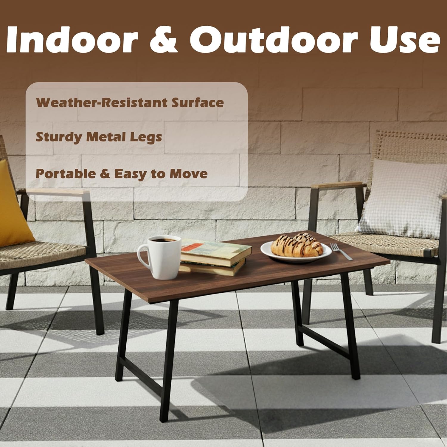 Folding Coffee Table, Portable Floor Table for Sitting on The Floor, Midcentury Modern Coffee Table, Foldable Floor Table for Living Room, 32''L x 16''W x 16.3''H, Walnut