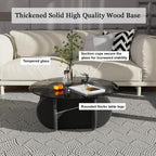 Glass Top Coffee Table Modern Elegant Round Coffee Tables with Solid Wood Legs and Tempered Glass Tabletop for Living Room Home Small Space Reception Office Tables 31.5"