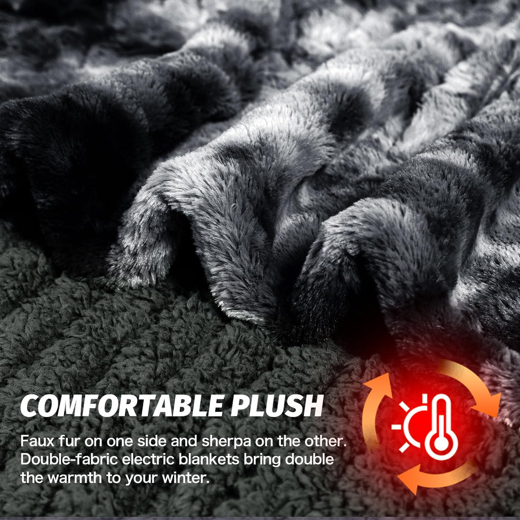 Manta Elétrica Aquecida OCTROT - Manta de Aquecimento em Sherpa de Lã para Sofá, Manta de Aquecimento de Pelo Sintético para Colo com Temporizador de 5 Posições e 10 Níveis de Aquecimento, Certificação ETL&FCC, para Adultos