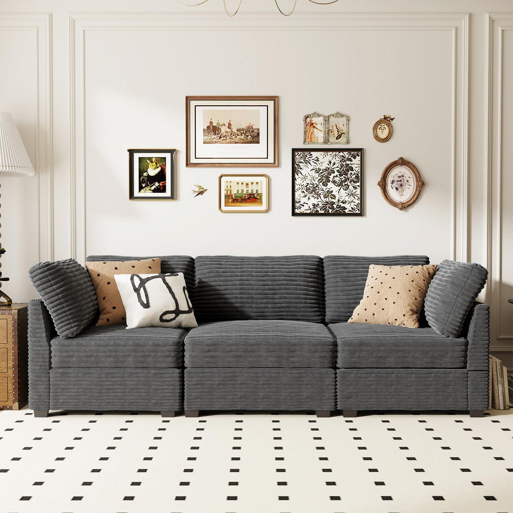 Modular Sectional Sofa,5 Pieces Sectional Couches for Living Room,L Shaped Cloud Couch Chaise Set, Black