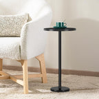 Black Drink Table Small Round Pedestal Side Table with Marble Base Modern Cocktail Table for Patio Sofa Couch Chair, Black