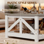 JUMMICO Square Coffee Table with Dual Storage Compartments, Modern Wood Cocktail Table for Living Room, Farmhouse Lounge & Office Reception (Gray & White)