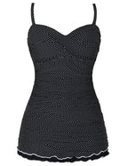 Hilor Women's One Piece Swimsuits Tummy Control Swimwear Ruffle Swimdress with Panty Polka Dot 8