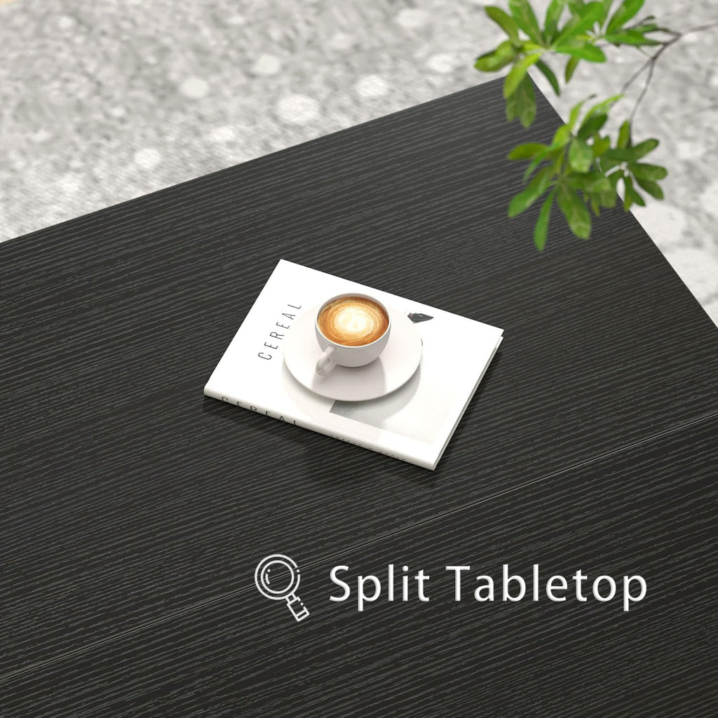 FOLUBAN Black Coffee Table, Modern Square Center Table for Living Room, Industrial Rustic Wood and Metal Cocktail Tea Table, 31.5 Inch