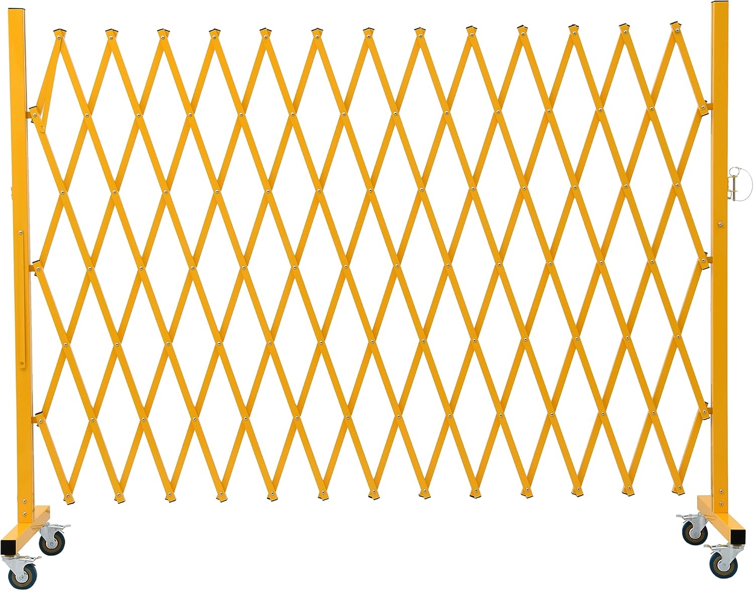 GYMTIME Expandable Barricade, Metal Safety Barrier with Casters, Mobile Folding Security Gate, 11 FT, Adjustable Traffic Temporary Fence for Warehouse Shopping Mall