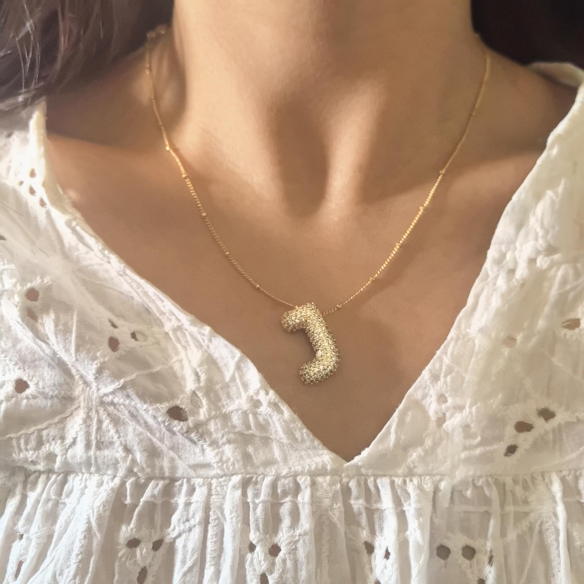 Pwiuor 14k Gold Ballon A Initial Anhänger Halskette Blasenbuchstaben Namenskette Zarte Zirkonia Alphabet Halskette Geburtstagsgeschenke für Frauen