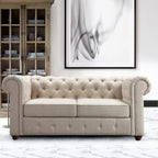 Rosevera Genevieve Upholstered Tufted Loveseat Couch,Chesterfield Sofa loveseat with Armrest Scroll Arm Sofa Couch, Sectional Sofa for Living Room Office