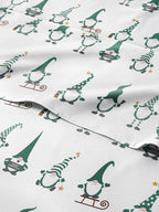 Komplet pościeli King Christmas Tree - Świąteczny wzór Xmas na lnie - Głębokie kieszenie - Dopasowany krój - 4 części - Bez zagnieceń - Wygodna i chłodząca świąteczna pościel zimowa - Łatwa w pielęgnacji - Przyjazna dzieciom