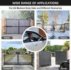JUJIANG C026 Solar Gate Opener with Batteries & Solar Panel for Dual Swing Gates Up to 1540lb Automatic Gate Opener with Remote Complete Kit Medium Duty Electric Gate Opener Solar Powered 60W Motor