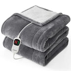 Homemate Heated Electric Blanket Queen Size - 84"x90" Heating Bed Blanket Throw with 10 Heating Levels 8 Hours Auto Off Fast Heating Over-Heat Protection Ultra Soft Flannel ETL Certified, Grey