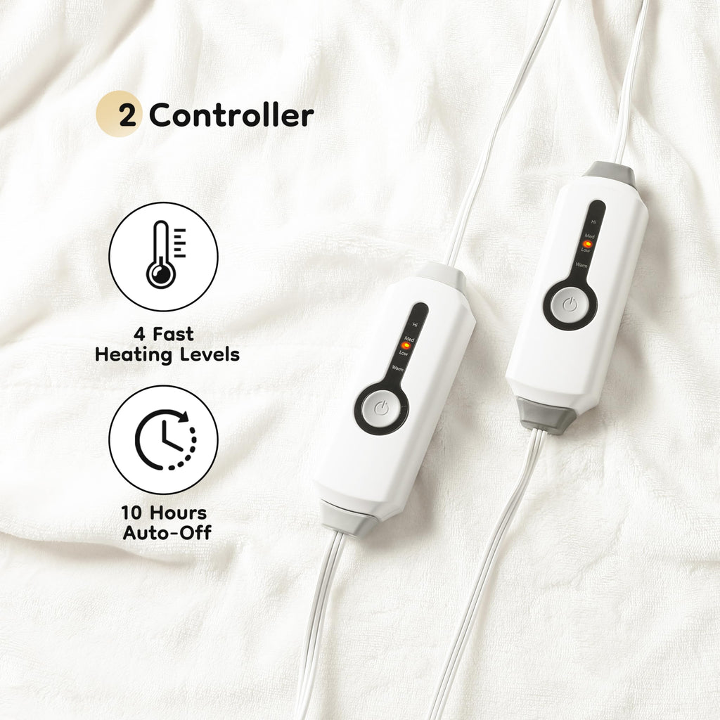 Elektrisch verwarmd deken 72" x 84" volledige maat flanellen stof met 4 verwarmingsniveaus & 10 uur automatische uitschakeling, ademend warm en wasbaar voor zacht en bed - lichtgrijs