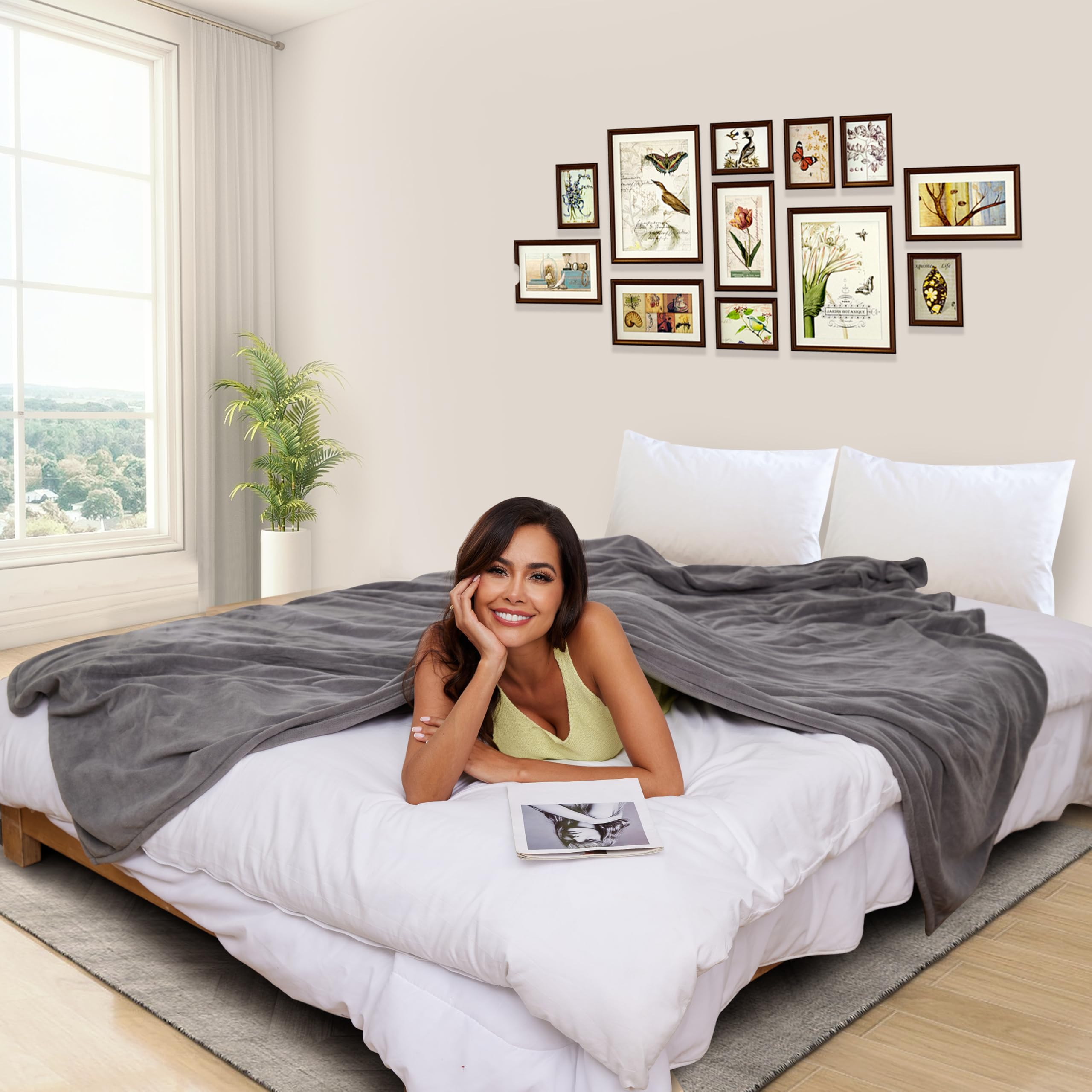 Coperta Elettrica Riscaldata 72"x84" Taglia Completa, Morbido Pile di Corallo con 4 Livelli di Riscaldamento e Spegnimento Automatico dopo 10 Ore, Lavabile in Lavatrice, Tessuto Morbido e Accogliente per la Casa, Grigio Scuro