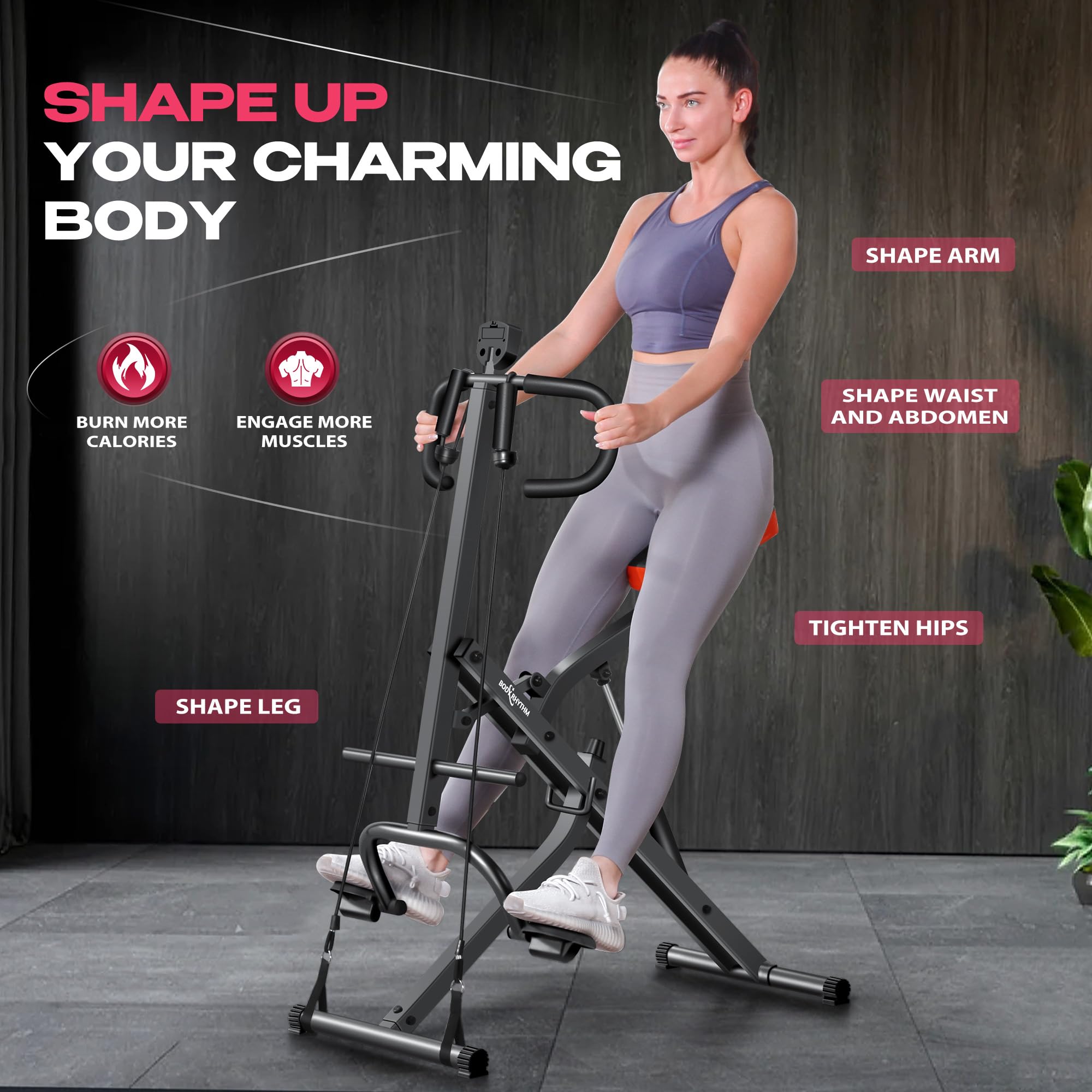 BODY RHYTHM Squat Machine for Home Gym, Squat Assist Trainer, Rowing Machine for Full Body Workout, 220 LBS Loading Capacity (Black)