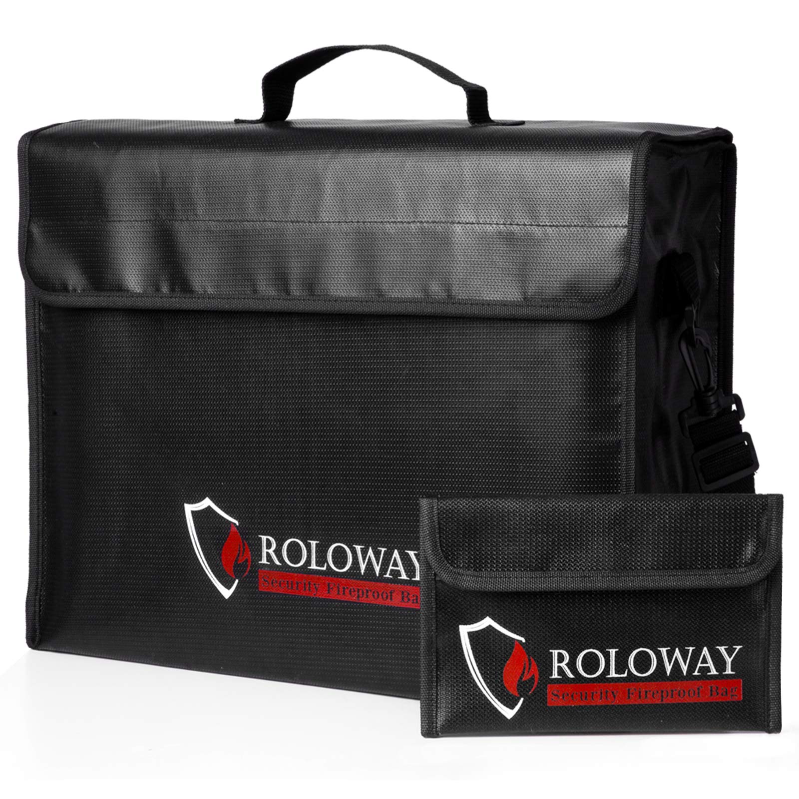 ROLOWAY Groß (17 x 12 x 5,8 Zoll) feuerfeste Tasche, feuerfeste Dokumententaschen, feuerfeste Geldtasche, wasserbeständige feuerfeste Safe-Tasche zur Aufbewahrung von Dokumenten und Wertgegenständen