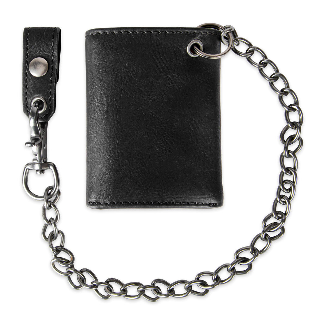 Portefeuille trifold pour homme Levi's - Élégant et mince, comprend une fenêtre pour carte d'identité et un porte-cartes de crédit, noir avec chaîne