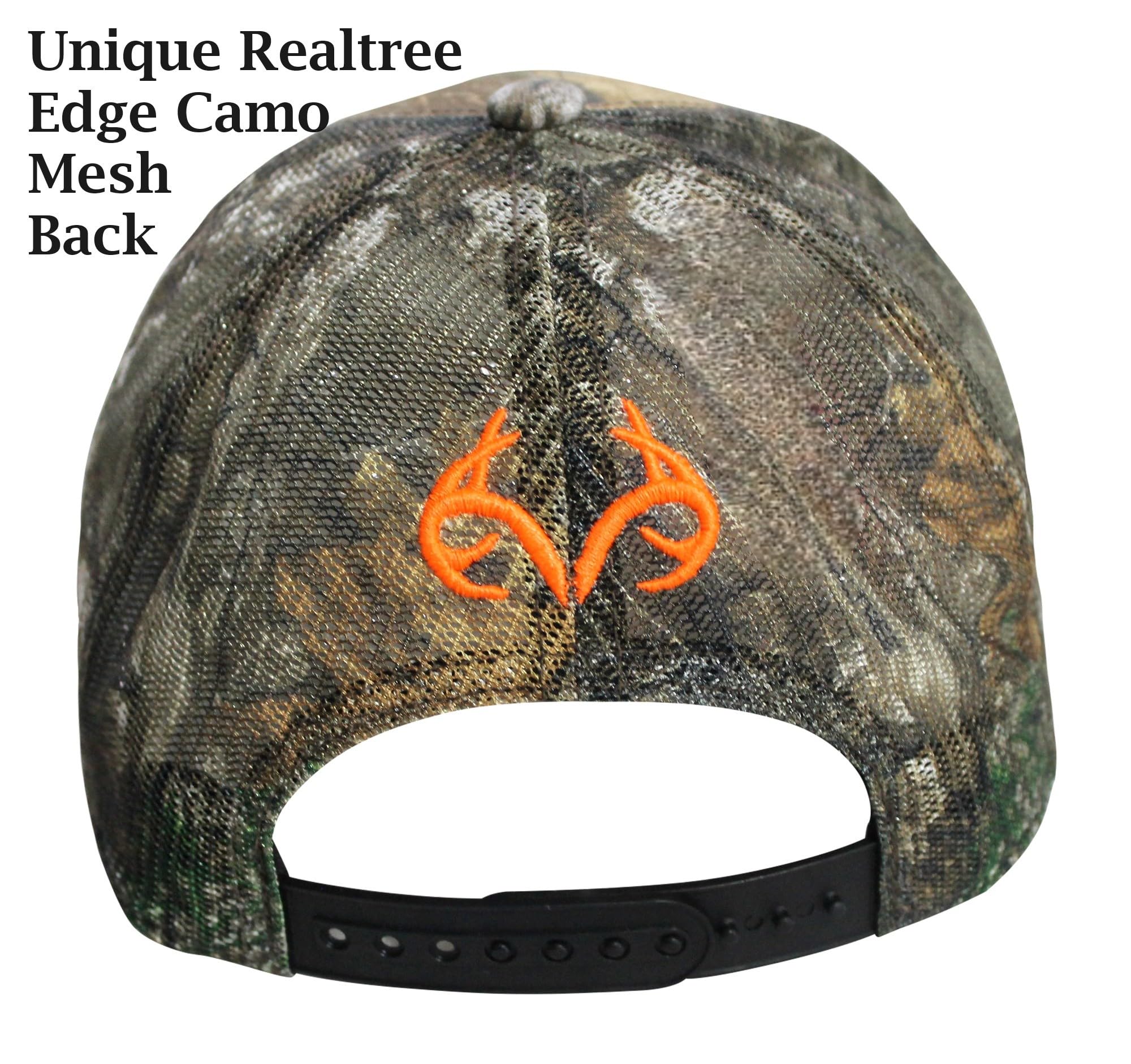 Realtree Edge Blaze Logo Camo Mesh Trucker Cap Hat Snapback svedtransporterende bånd Lav-mellem profil Struktureret forbuet skygge Camouflage kasket