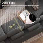 DURASPACE Cloud Sectional Couches for Living Room, Modular U-Shaped Sofa with Deep Seat, Corduroy Sleeper Sofa Bed with Memory Foam, No Assembly Required (Gray)