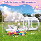 10FT Inflatable Bubble House Dome for Kids, Clear PVC Inflatable Bubble House Tent with Tunnel, Bubble Balloon House with 750W Air Blower, 600W Air Pump Inflatable Dome for Party (Clear, 10FT)