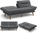 AMADA HOMEFURNISHING ,75″ Convertible Futon Sofa Bed,Loveseat with Adjustable Backrest & Armrests,Folding Futon Sleeper Recliner for Apartment, Living Room or Office, Corduroy Fabric,Grey