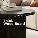 Luoxiao 27.5'' Coffee Table for Small Space, Minimalist Modern Table for Living Room, Durable & Sturdy Small Round End Table with Adjustable Feet Pads, Black