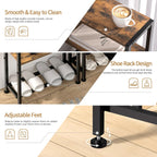 Narrow Side Table for Small Space, 2-Tier Small End Table with Shelf Holder, Slim Nightstand, Skinny Snack Couch Table in Living Room, Bedroom, Study, Kitchen and Balcony (Rustic Brown &Black)