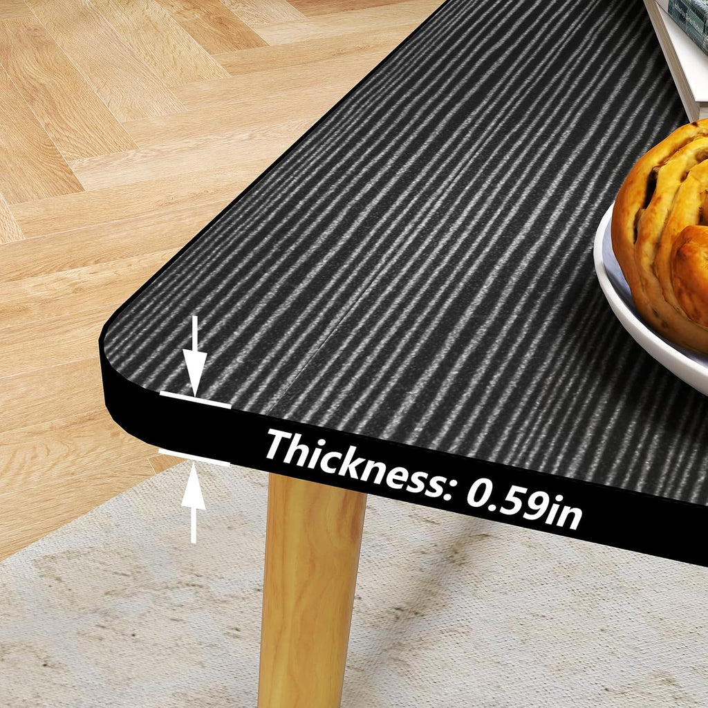 Square Coffee Table Low Table with 4 Solid Wood Sturdy Legs, Floor Table Desk for Sitting on The Floor, Storage and Living Room Furniture (Black)