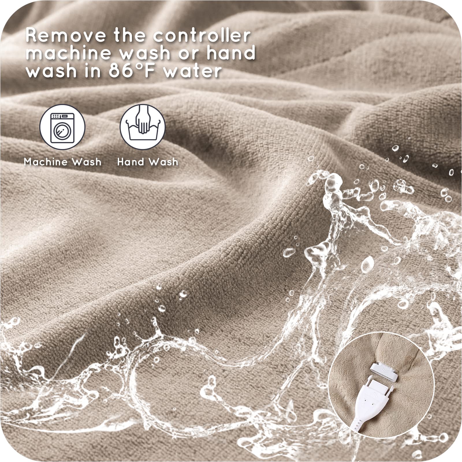 Couverture chauffante électrique DUODUO 72"x84" en polaire corail chaude avec 4 réglages de chaleur et arrêt automatique de 10 heures Protection contre la surchauffe - Gris 