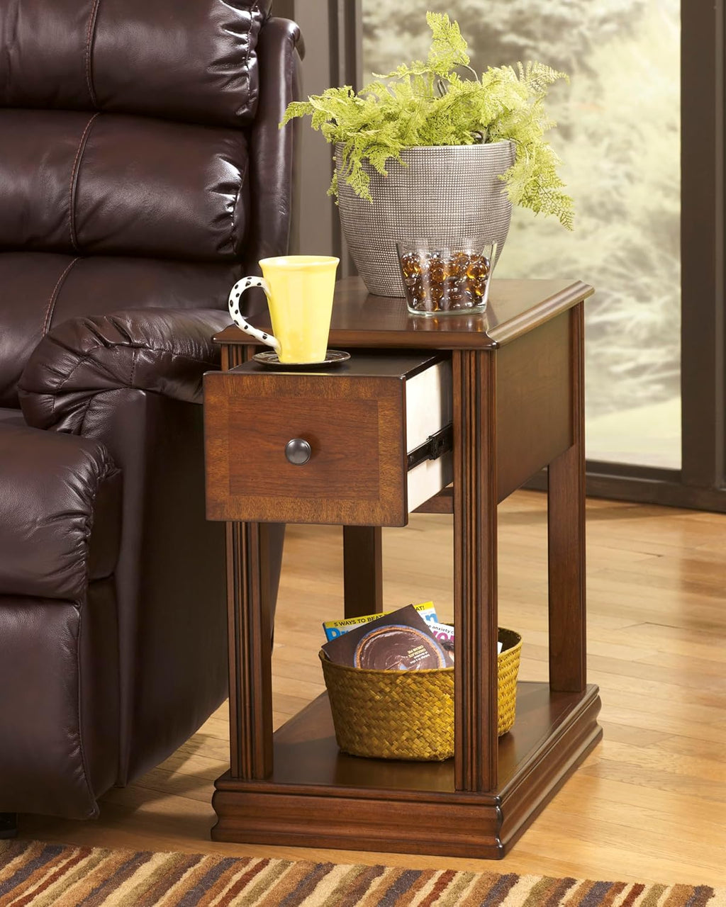 Signature Design by Ashley Breegin New Traditional Wooden Chair Side End Table, Brown