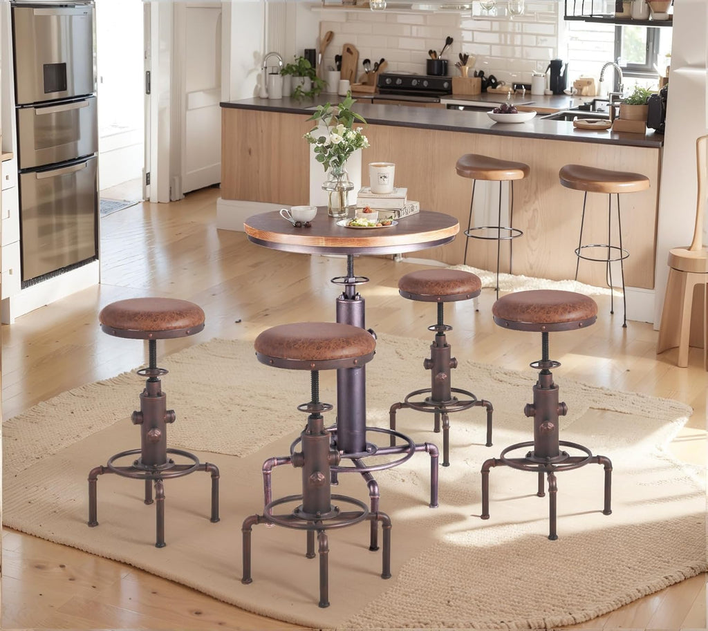 Topower Industrial Bar Table 31.5-41.3" Adjustable Pub Table Kitchen Dining Coffee Bistro Table (Bronze)