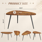 WLIVE Oval Coffee Tables, Modern Coffee Table for Living Room, Coffe Table for Small Space Home Office, Easy Assembly, 33.5" W x 18.9" D x 18.7" H, Rustic Brown