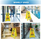 2 Pack Caution Wet Floor Sign, 17.5" Height, Bright Yellow, Double-Sided A-Frame Safety Caution Sign Commercial, Bilingual Caution Message