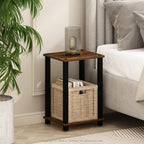 Furinno Just 3-Tier Turn-N-Tube Nightstand, 2-Pack, Columbia Walnut/Black