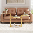 Round Glass Coffee Table - 4 Tier Coffee Tables for Living Room with Rotating Top, Circle Coffee Table with Storage, Modern Clear Center Table with Metal Frame for Small Space, Office, Gold