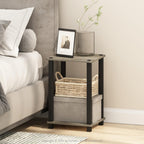 Furinno Just 3-Tier Turn-N-Tube Nightstand, 2-Pack, Columbia Walnut/Black