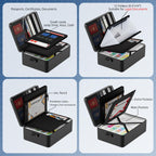 Sac ignifuge 5200℉, Nombreuses poches, Taille légale/Lettre/A4, Boîte à documents étanche avec fermeture éclair et serrure, Organisateur de documents importants à 4 couches, Coffre portable pour maison, voyage, bureau 17"x12"x5.3"