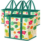 BALEINE 3Pk Reusable Grocery Bags, Foldable Shopping Bags for Groceries with Reinforced Bottom & Handles (Antique Foliage)