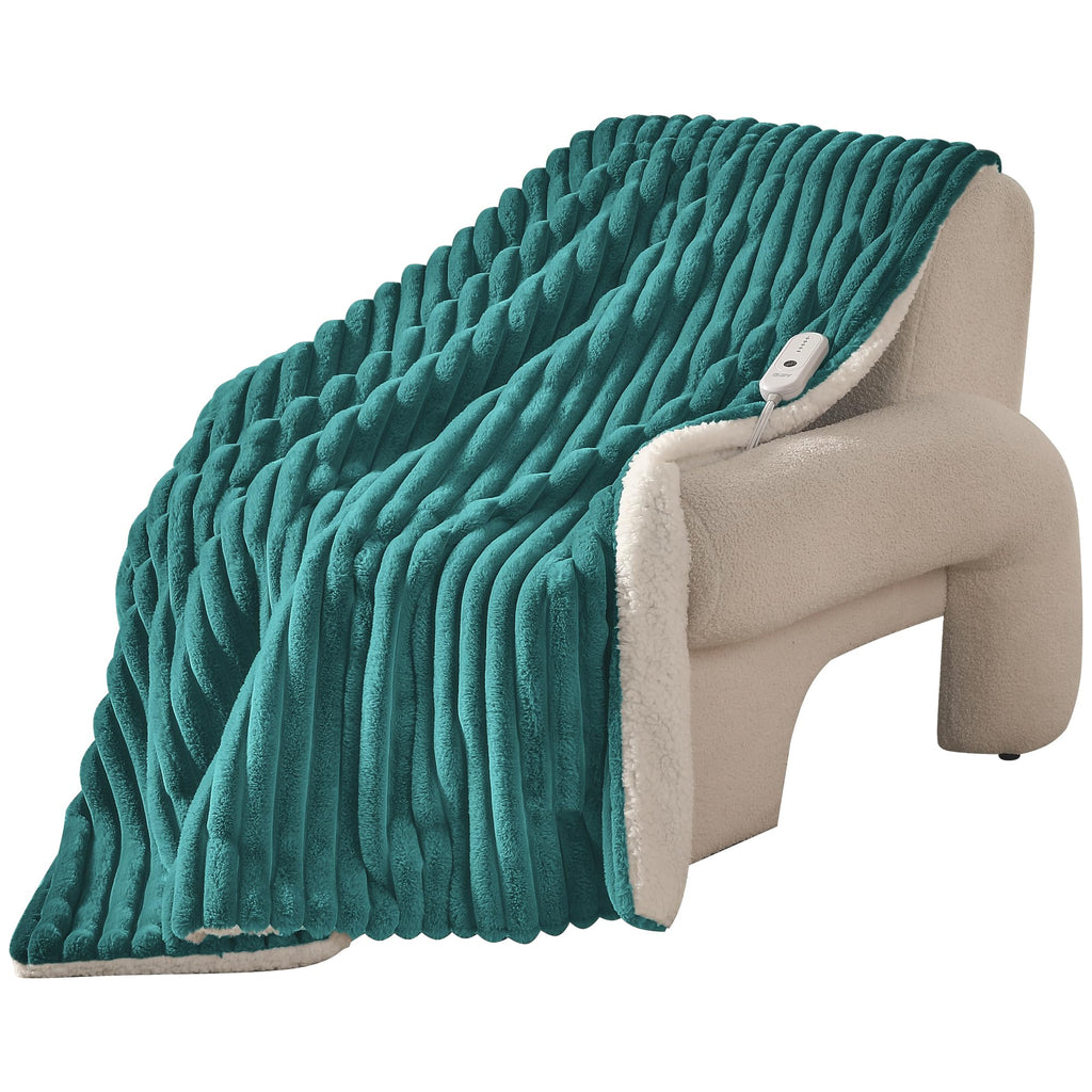 Coperta Elettrica Riscaldata Plaid con 5 Livelli di Riscaldamento e Spegnimento Automatico dopo 4 Ore, Plaid Riscaldato 50"x60" con Certificazione ETL e FCC per Casa e Ufficio, Lavabile in Lavatrice, Grigio Scuro