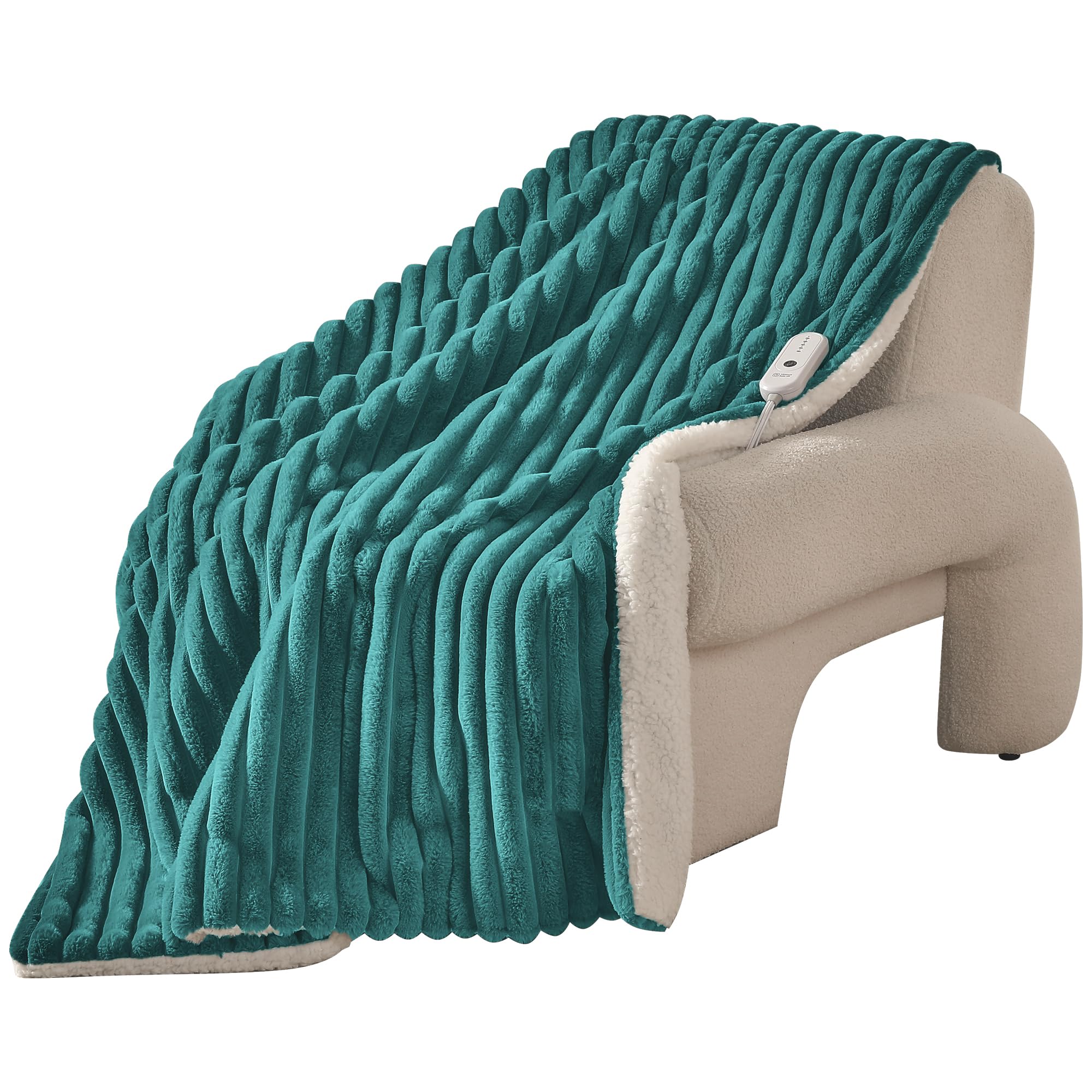 Coperta Elettrica Riscaldata Plaid con 5 Livelli di Riscaldamento e Spegnimento Automatico dopo 4 Ore, Plaid Riscaldato 50"x60" con Certificazione ETL e FCC per Casa e Ufficio, Lavabile in Lavatrice, Grigio Scuro