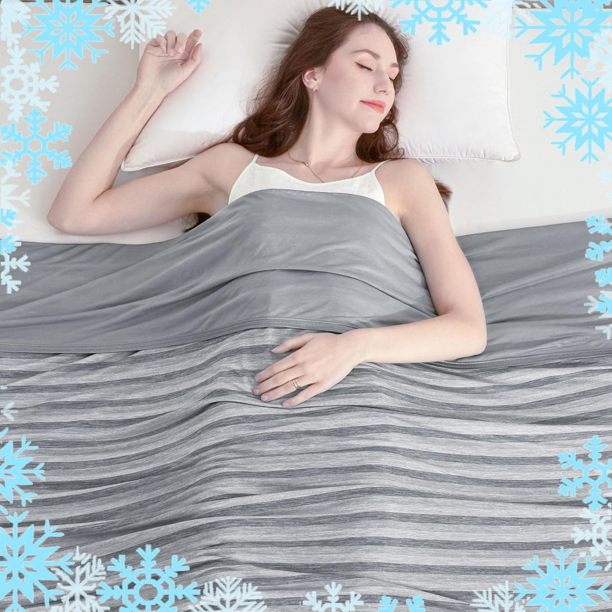 Ailemei Direct Cooling Blanket for Hot Sleepers,Double Sided Cold Effect,Queen Size Lightweight Breathable Summer Large Big Blankets for Bed,Transfer Heat to Keep Body Cool Night Sweats,90"x90"