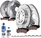 Detroit Axle - Brake Kit for Chevy GMC Silverado Sierra 1500 Tahoe Yukon XL Suburban Escalade ESV Drilled Disc Brake Rotors Ceramic Brakes Pads Replacement : 12.99" inch Front & 13.58" inch Rear Rotor